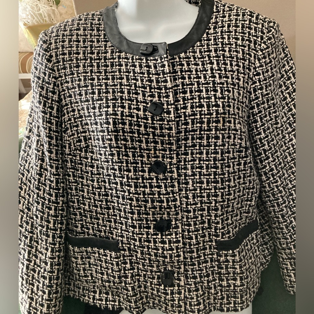 Suit With Skirt, Silk, Leather, Pendleton, 12p Ja… - image 2